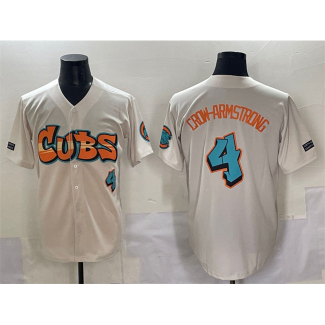 Chicago Cubs #4 Pete Crow-Armstrong Cream JEROMEN 'Graffiti North Side Edition' Vapor Premier Limited Stitched Jersey