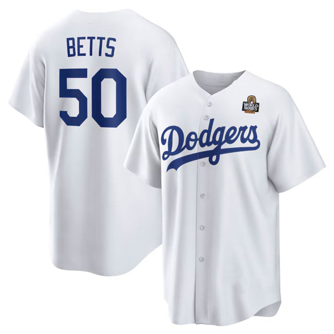 Los Angeles Dodgers #50 Mookie Betts White JEROMEN 2024 World Series Cool Base Stitched Jersey