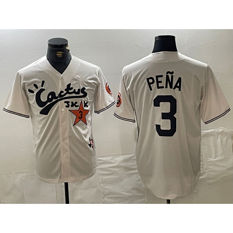 Houston Astros #3 Jeremy Pena Cream JEROMEN Cactus Jack Vapor Premier Stitched Jersey