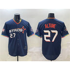 Houston Astros #27 Jose Altuve Navy JEROMEN 2025 City Connect With Texas Patch Limited Stitched Jersey