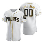Custom San Diego Padres White JEROMEN Stitched Flex Base Golden Edition Jersey