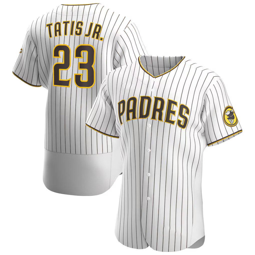 San Diego Padres #23 Fernando Tat¨ªs Jr. White-Brown JEROMEN Home Authentic Player Jersey