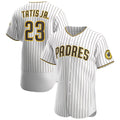 San Diego Padres #23 Fernando Tat¨ªs Jr. White-Brown JEROMEN Home Authentic Player Jersey