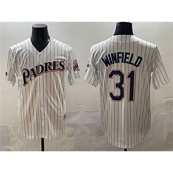 San Diego Padres #31 Dave Winfield White JEROMEN Throwback With Patch Cool Base Stitched Jersey
