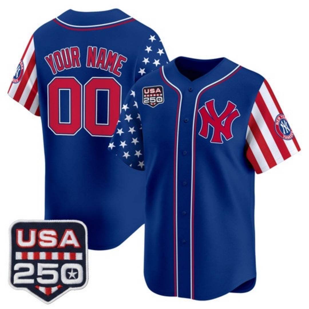 Custom New York Yankees America 250 Edition Vapor Premier Limited Royal JEROMEN Stitched Jerseys