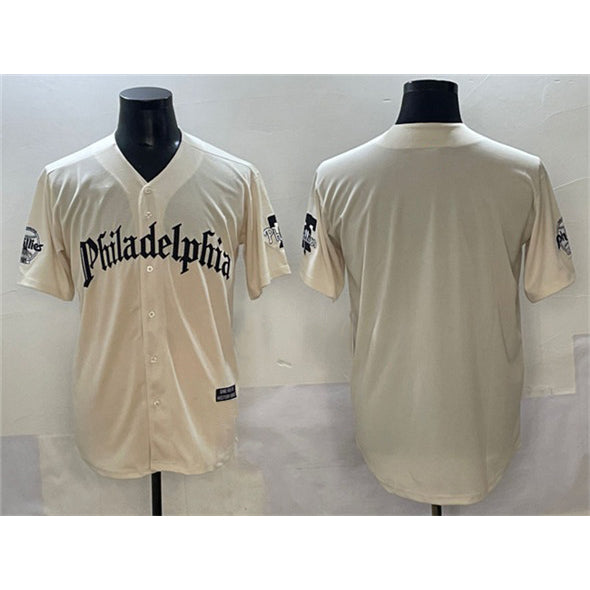 Philadelphia Phillies Blank Cream JEROMEN Gothic Vapor Limited Stitched Jersey