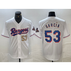 Texas Rangers #53 Adolis Garcia Number White JEROMEN 2023 World Series Champions Cool Base Jerseys