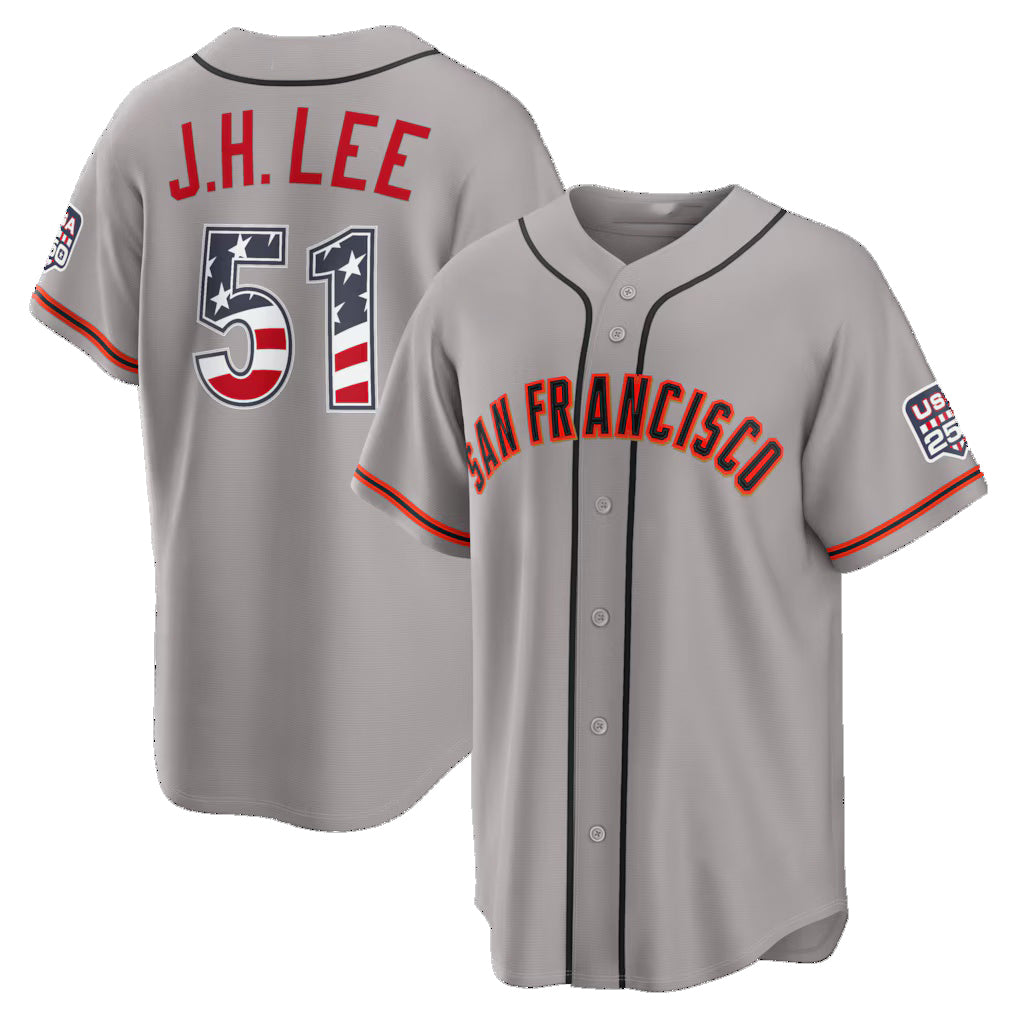 San Francisco Giants #51 Jung Hoo Lee USA 250 Fourth of July Road Stadium Jersey - Gray JEROMEN
