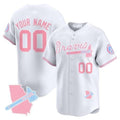 Custom Atlanta Braves Bubblegum Pink Vapor Premier Limited Jersey ¨C White JEROMEN