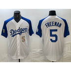 Los Angeles Dodgers #5 Freddie Freeman Number White Blue JEROMEN Fashion Stitched Cool Base Limited Jersey 3