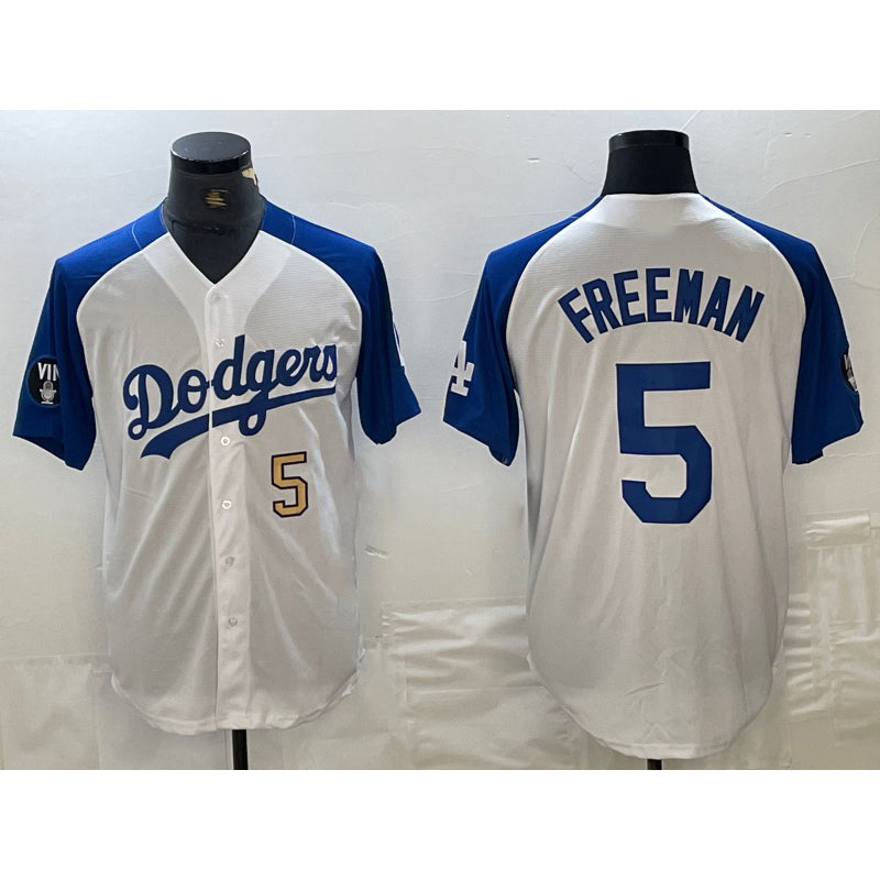 Los Angeles Dodgers #5 Freddie Freeman Number White Blue JEROMEN Fashion Stitched Cool Base Limited Jersey 3