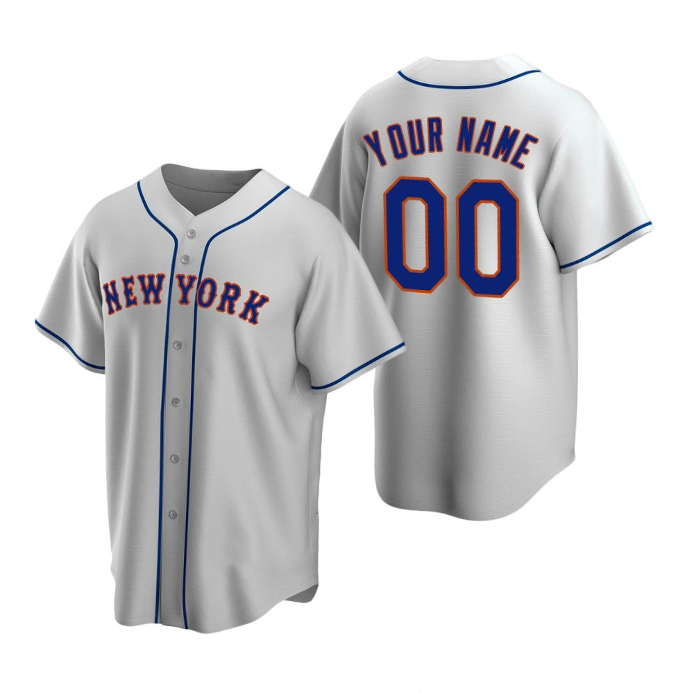 Custom New York Mets Gray JEROMEN Stitched Cool Base Road Jersey