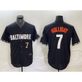 Baltimore Orioles #7 Jackson Holliday Number Black JEROMEN 2023 City Connect Cool Base Stitched Jersey