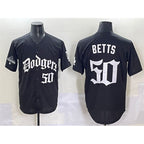 Los Angeles Dodgers #50 Mookie Betts Black JEROMEN 2025 LA Gothic Style With 2024 World Series Champions Patch Vapor Premier Limited Stitched Jersey