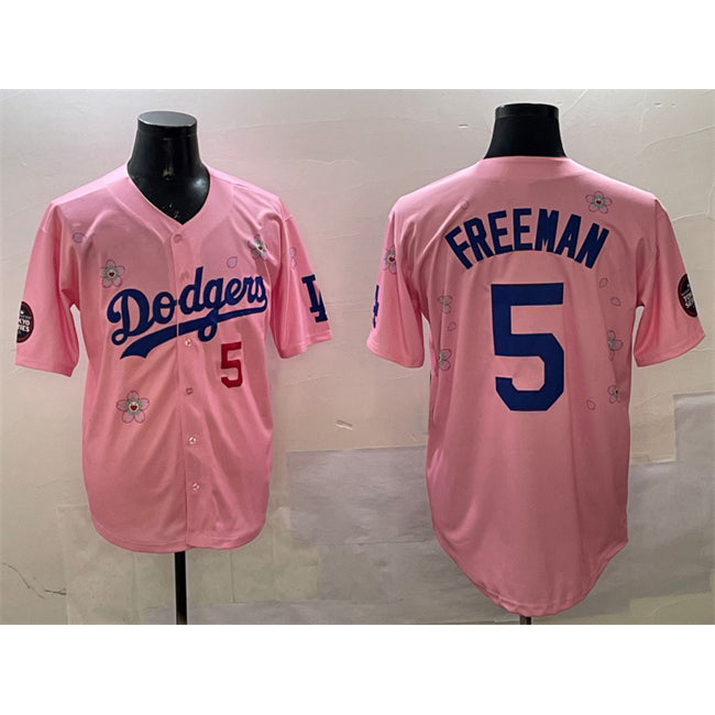 Los Angeles Dodgers #5 Freddie Freeman Pink JEROMEN 2025 Tokyo Series Limited Stitched Jersey