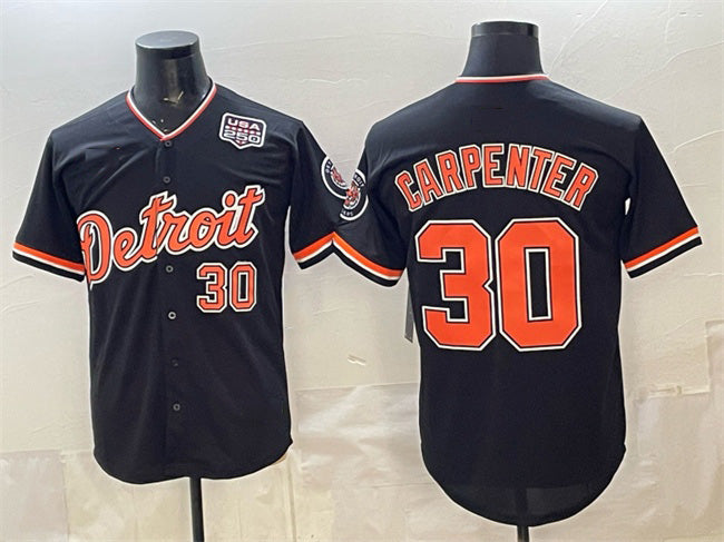 Detroit Tigers #30 Kerry Carpenter Black JEROMEN 2026 Alternate USA 250' Patch Vapor Premier Limited Stitched Jersey