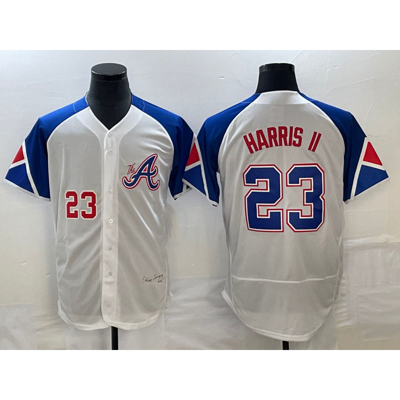Atlanta Braves #23 Michael Harris II Number White JEROMEN 2023 City Connect Flex Base Stitched Jersey 3