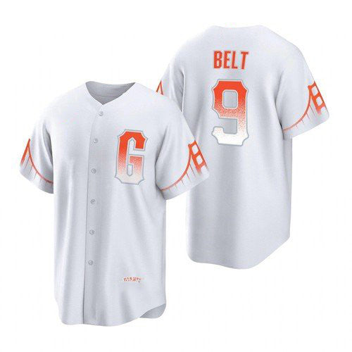 San Francisco Giants #9 Brandon Belt White JEROMEN 2021 City Connect Cool Base Jersey