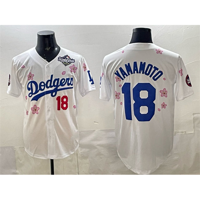 Los Angeles Dodgers #18 Yoshinobu Yamamoto White JEROMEN 2025 World Series Patch Tokyo Series Limited Stitched Jersey