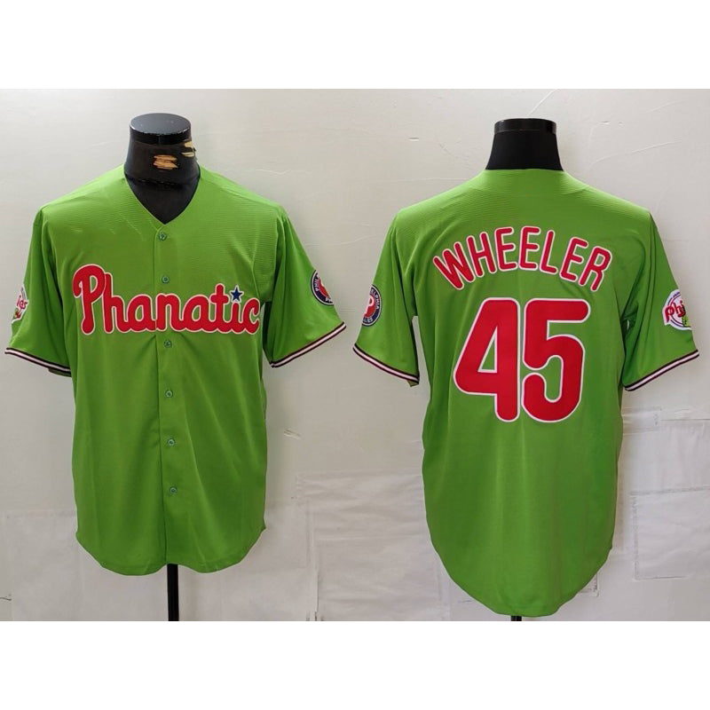 Philadelphia Phillies #45 Zack Wheeler Green JEROMEN With Patch Stitched Cool Base Jersey