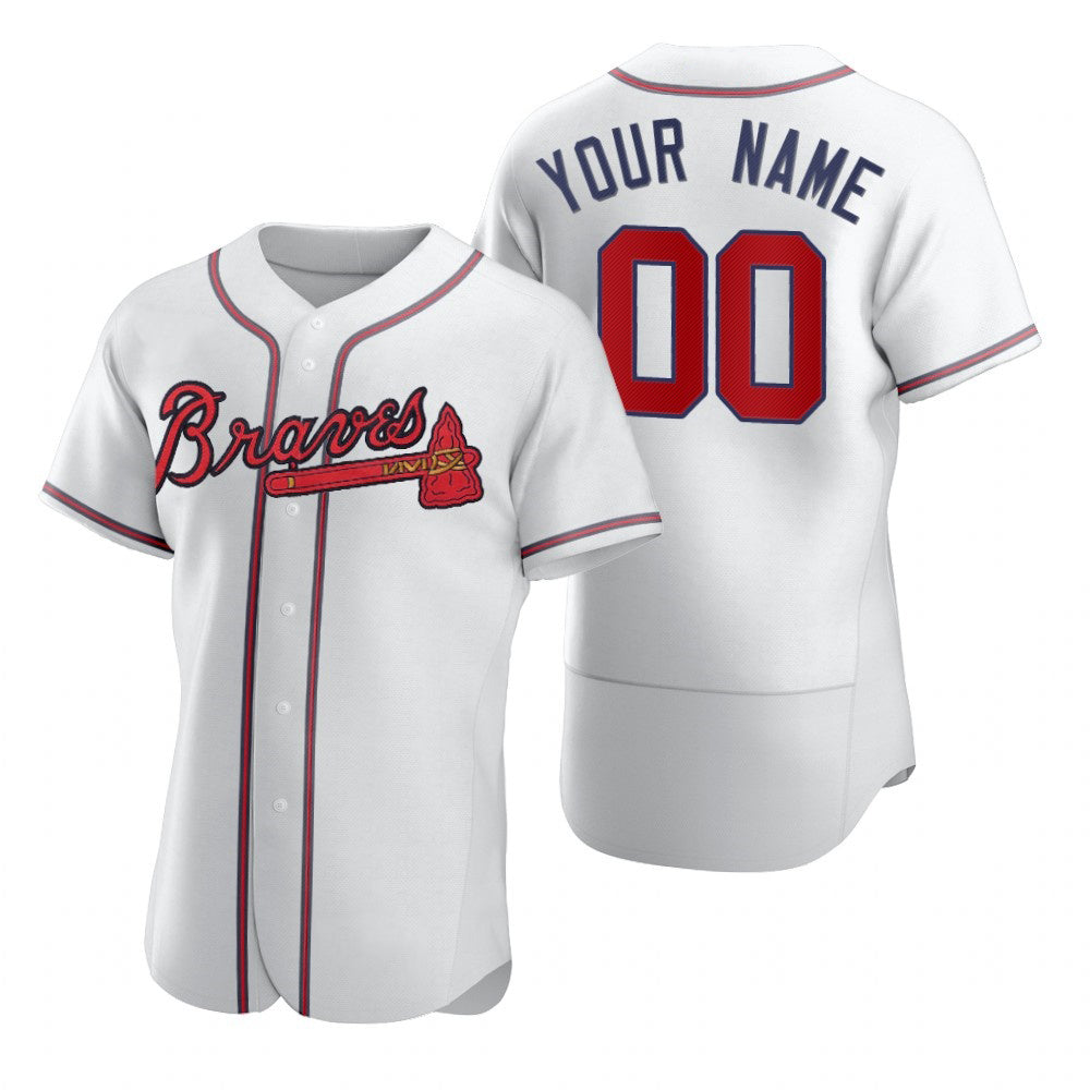 Custom Atlanta Braves White JEROMEN 2020 Stitched Flex Base Jersey