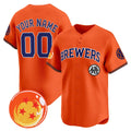 Custom Milwaukee Brewers x Dragon Ball Orange JEROMEN Vapor Premier Limited Jersey - All Stitched