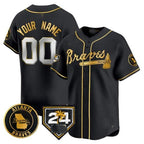 Custom Atlanta Braves 2024 Spring Training Patch Vapor Premier Limited Jersey ¨C Black Gold JEROMEN
