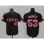Texas Rangers #53 Adolis Garcia Black JEROMEN Rainbow Mexico Cool Base Stitched Jersey
