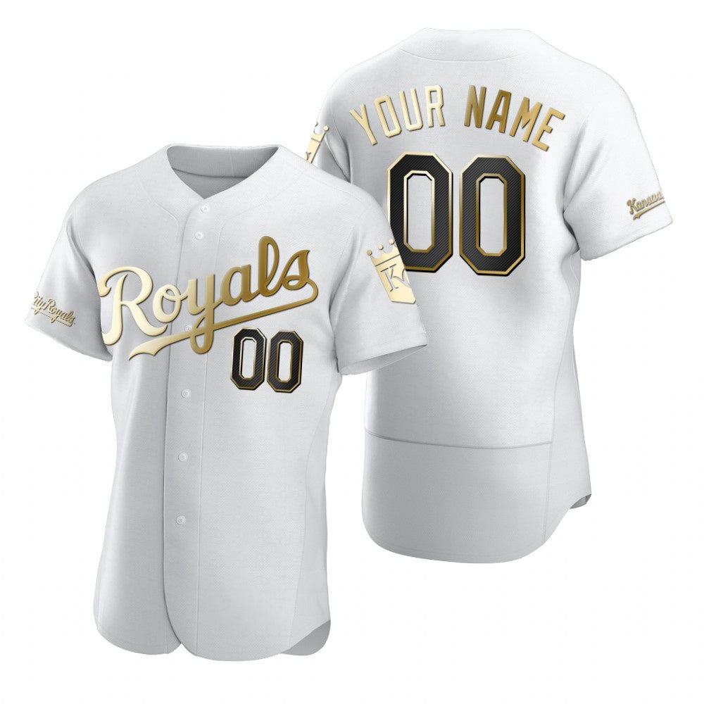 Custom Kansas City Royals White JEROMEN Stitched Flex Base Golden Edition Jersey