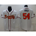 Atlanta Braves #54 Max Fried 2022 White Gold JEROMEN World Series Champions Program Cool Base Stitched Jersey