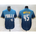 Philadelphia Phillies #45 Zack Wheeler Blue JEROMEN 2024 City Player Number Cool Base Stitched Jersey 2
