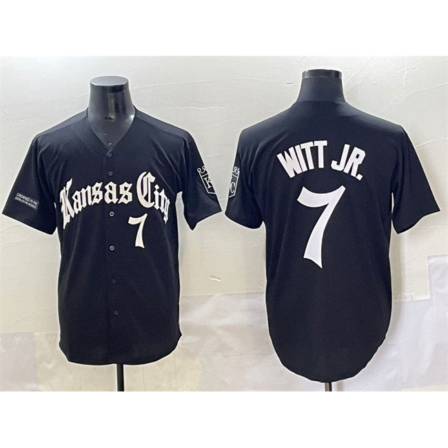 Kansas City Royals #7 Bobby Witt Jr. Black JEROMEN 'Gothic Crown Edition' Vapor Premier Limited Stitched Jersey