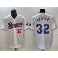 Texas Rangers #32 Evan Carter Number White JEROMEN 2023 World Series Champions Cool Base Jersey 2