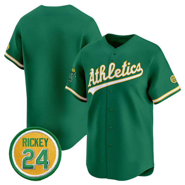 Oakland Athletics Blank Green JEROMEN 2024 Limited With Rickey Henderson Patch Stitched Jersey
