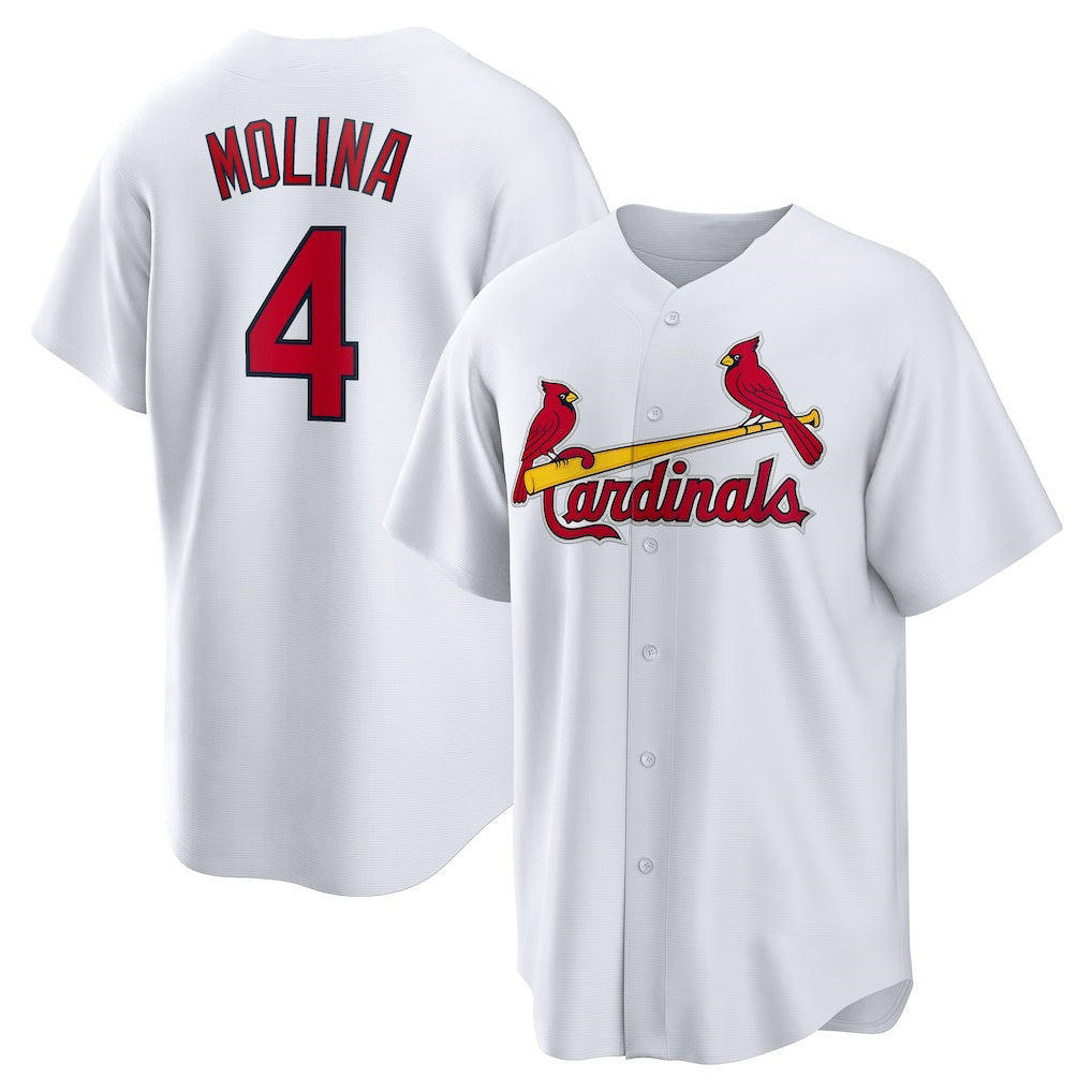 St. Louis Cardinals #4 Yadier Molina White JEROMEN Home Replica Retired Player Jersey