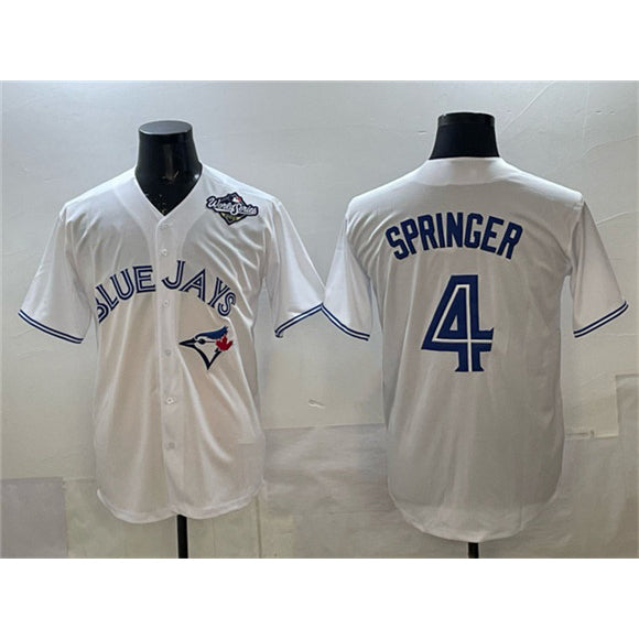 Toronto Blue Jays #4 George Springer White JEROMEN 2025 World Series Home Cool Base Stitched Jersey