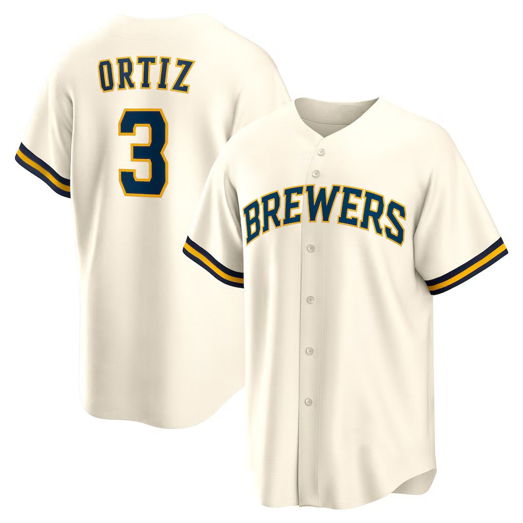 Milwaukee Brewers #3 Joey Ortiz White JEROMEN Home Replica Jersey