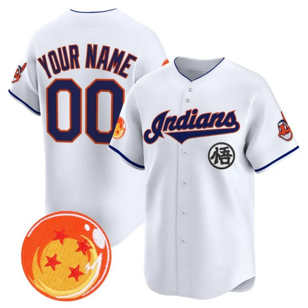Custom Cleveland Indians x Dragon Ball White JEROMEN Vapor Premier Limited Jersey - All Stitched
