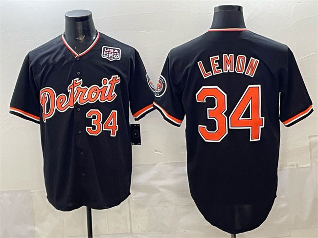 Detroit Tigers #34 Chet Lemon Black JEROMEN 2026 Alternate USA 250' Patch Vapor Premier Limited Stitched Jersey