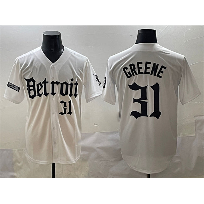 Detroit Tigers #31 Riley Greene White JEROMEN 'Motor Gothic Edition' Vapor Premier Limited Stitched Jersey