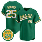 Oakland Athletics #25 Brent Rooker Green JEROMEN 2024 Limited With Rickey Henderson Patch Stitched Jersey