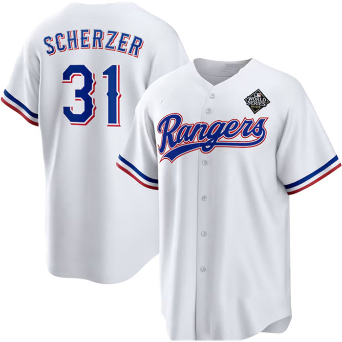 Texas Rangers #31 Max Scherzer 2023 White JEROMEN World Series Stitched Jersey