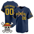 Custom Milwaukee Brewers x One Piece Navy JEROMEN Vapor Premier Limited Jersey - Stitched