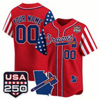 Custom Atlanta Braves America 250 Edition Vapor Premier Limited Red JEROMEN Stitched Jerseys