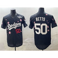 Los Angeles Dodgers #50 Mookie Betts Black JEROMEN 2025 World Series Patch Tokyo Series Limited Stitched Jersey