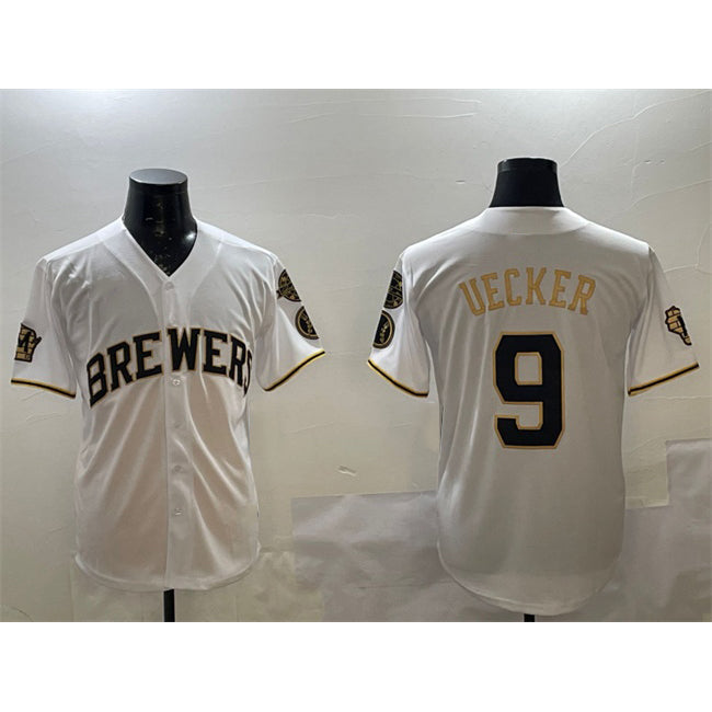 Milwaukee Brewers #9 Bob Uecker White JEROMEN 'Gothic 414 Shadows Edition' Vapor Premier Limited Stitched Jersey