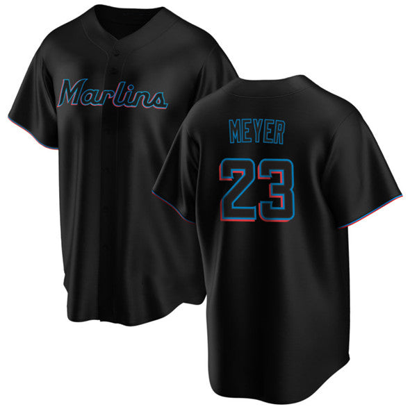 Miami Marlins #23 Max Meyer Black JEROMEN Cool Base Stitched Jersey