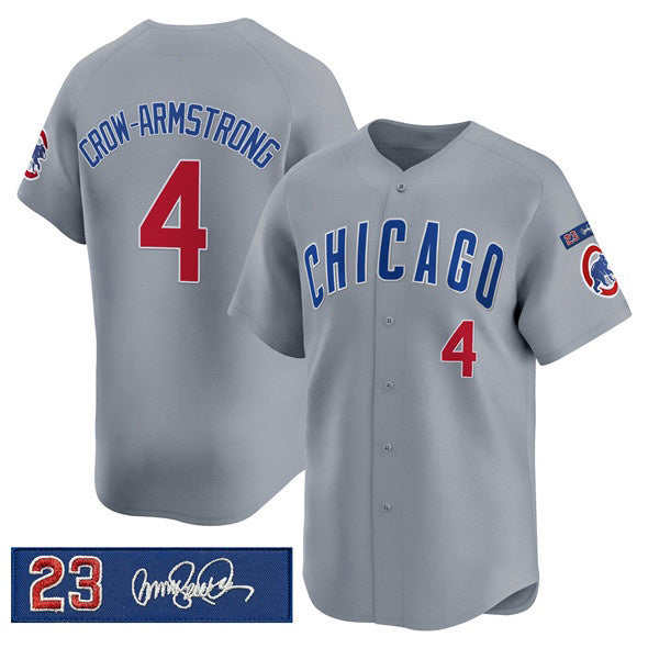 Chicago Cubs #4 Pete Crow-Armstrong Gray JEROMEN 'Ryne Sandberg Tribute' Vapor Limited V3 Stitched Jersey