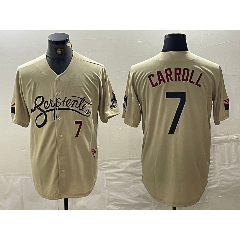 Arizona Diamondbacks #7 Corbin Carroll Number 2021 Gold JEROMEN City Connect Cool Base Stitched Jerseys