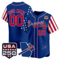 Custom Atlanta Braves America 250 Edition Vapor Premier Limited Royal JEROMEN Stitched Jerseys